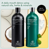 Terra & Co. Brilliant Black and Gentle Green oil pulling bottles – fluoride-free Ayurvedic mouth detox formulated with natural cold-pressed oils to support oral microbiome balance, fresh breath, and enamel protection.