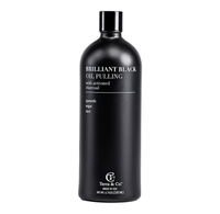 Terra & Co. Brilliant Black Oil Pulling in recyclable UV glass bottle, fluoride-free and alcohol-free Ayurvedic mouthwash for whitening and detox