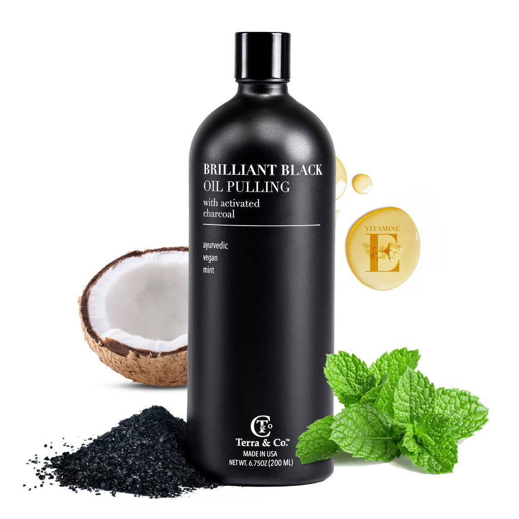 oil pulling with charcoal, mint and coconut oil