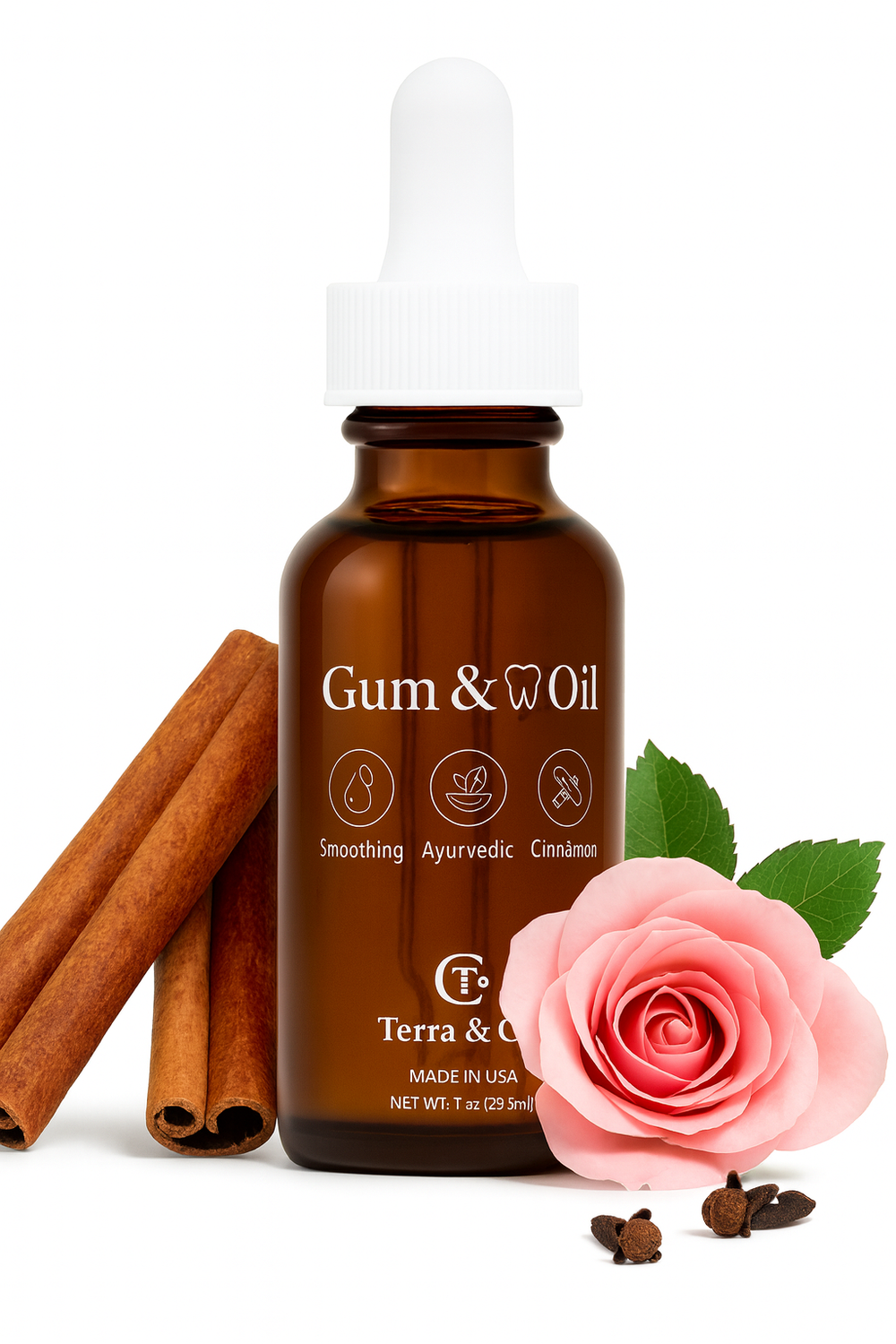 Gum and Tooth oil with cinnamon, rose and clove oils