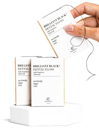 Brilliant Black® charcoal bamboo dental floss 3-pack by Terra & Co. – 96 yards of plastic-free, PFAS-free, fluoride-free vegan floss