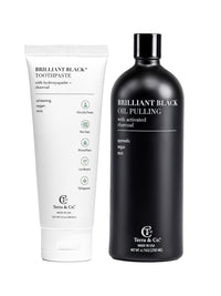 Terra & Co.® detox oral care bundle – Brilliant Black® Toothpaste and Oil Pulling Oil with activated charcoal and hydroxyapatite