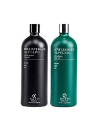 Terra & Co. oil pulling duo – Brilliant Black® activated charcoal and Gentle Green® neem and hydroxyapatite